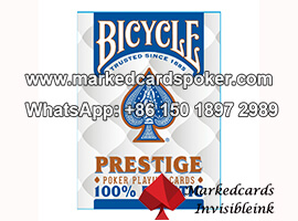 Plastico azul Bicycle Prestige codigo de barras marcada jugando barajas