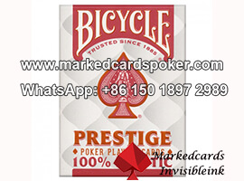 Bicycle Prestige codigo de barras marcada en rojo cubiertas