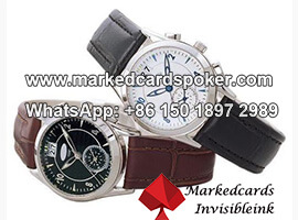 Lector de poker con reloj de pulsera para barajas marcadas con codigos de barras